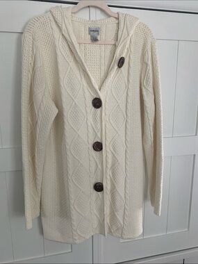 Chico’s Brand Fisherman Style Sweater Cardigan with Hood - Sz 3 (XL) - Like New